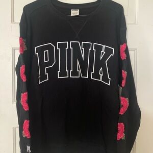 Black PINK Sweatshirt with Floral Sleeves